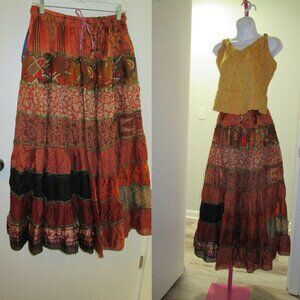 ✨ Boho Silk Patchwork Peasant Skirt – Long, Flowing & Fabulous! ✨